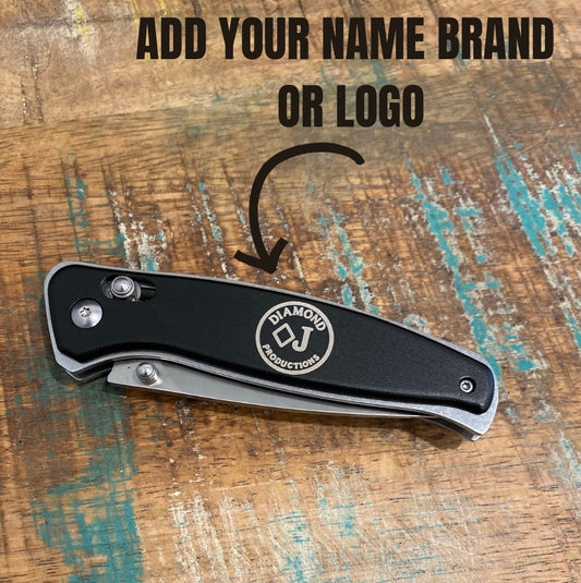 Engraved Button Lock Folding Knife
